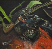 SOLD ~ East Lake Frogs ~ Oil on canvas ~ 16x16