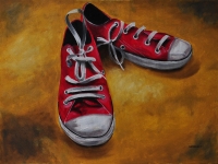 SOLD~Sneaks ~ Oil on Canvas ~ 24x18