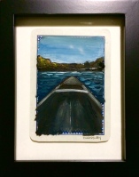 SOLD - Decompress-Oil on playing card framed