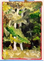 oil paint on playing card - framed