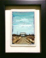 SOLD-Home Sweet Home - Oil on playing card framed