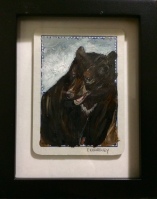 SOLD-Mr - Oil on playing card framed