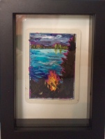 SOLD - Tuned Out - Oil on Playing Card Framed